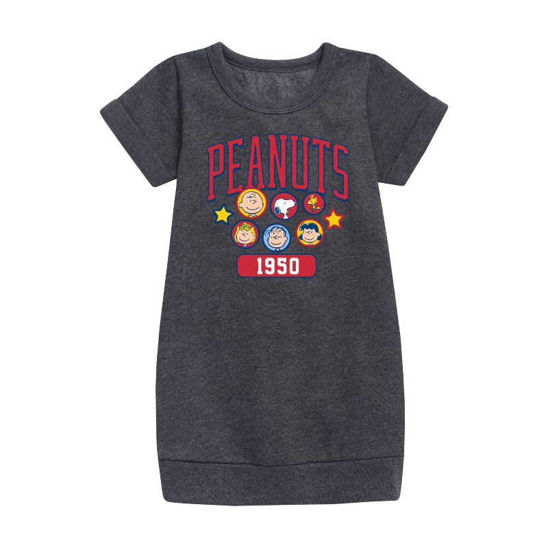 فستان رياضي من الصوف بأكمام قصيرة ورسومات جرافيكية للفتيات - Peanuts - Peanuts Crew