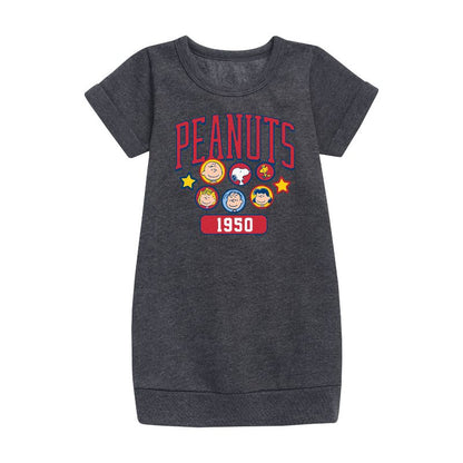 فستان رياضي من الصوف بأكمام قصيرة ورسومات جرافيكية للفتيات - Peanuts - Peanuts Crew