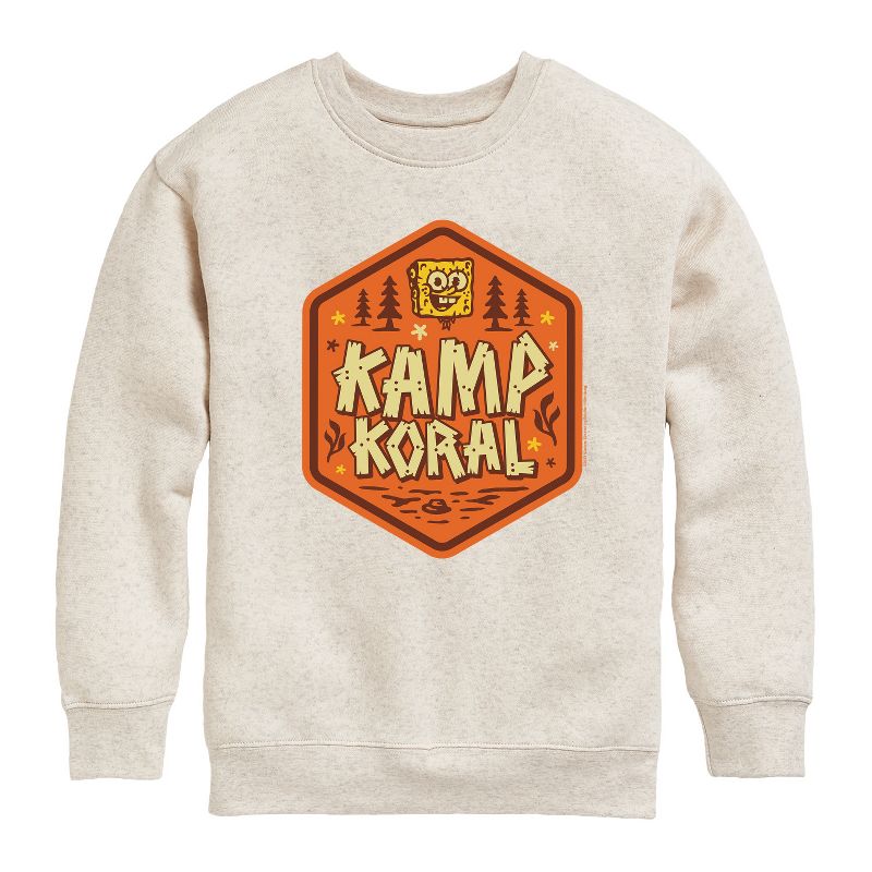 Boys' - SpongeBob SquarePants - Kamp Koral Kamp Koral Badge Graphic Long Sleeve Fleece Sweatshirt