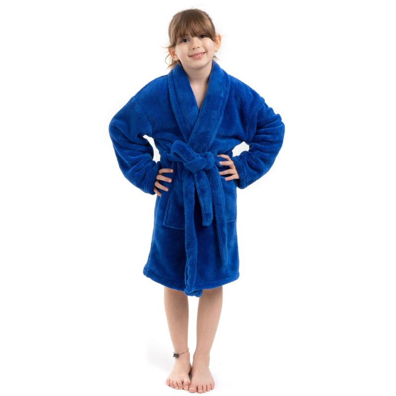 BC BARE COTTON Girls Shawl Robe Microfiber Plush Fleece Bathrobe
