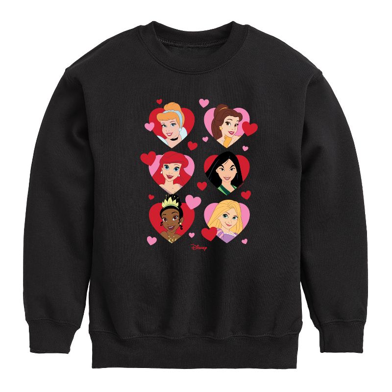 Boys' - Disney - Princess Heart Grid Graphic Long Sleeve Fleece Sweatshirt