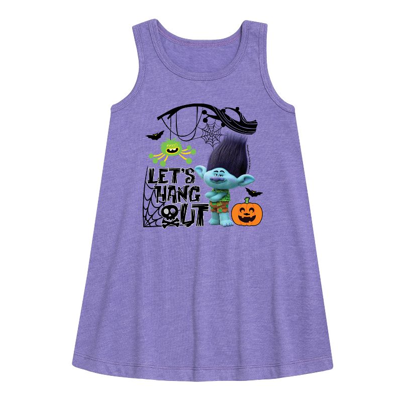 Girls' - Trolls - Lets Hang Out Branch Graphic Sleeveless Aline Dress
