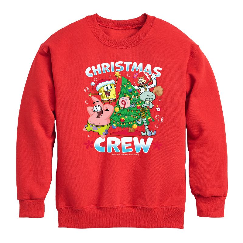 Boys' - SpongeBob SquarePants - Christmas Crew Graphic Long Sleeve Fleece Sweatshirt
