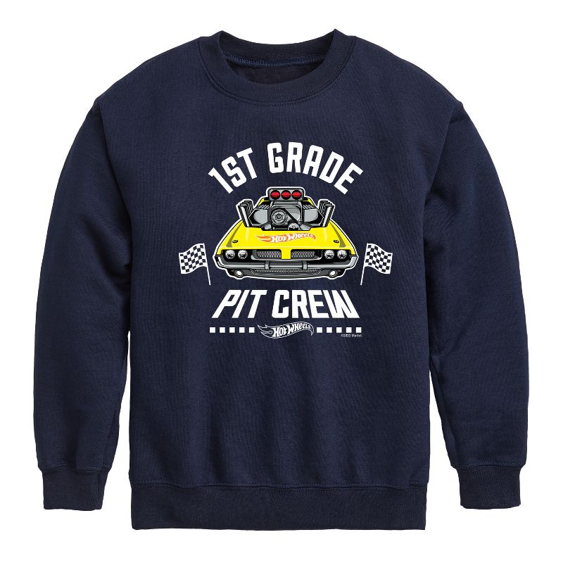Boys' - Hot Wheels - Pit Crew 1st Grade Graphic Long Sleeve Fleece Sweatshirt