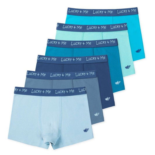 Lucky & Me Grayson Boys Organic Cotton Boxer Brief Underwear Multiple Colors and Sizes (6-Pack)
