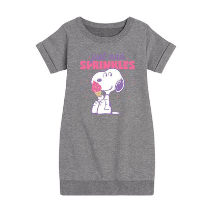 Girls' - Peanuts - Just Add Sprinkles Graphic Short Sleeve Fleece Dress