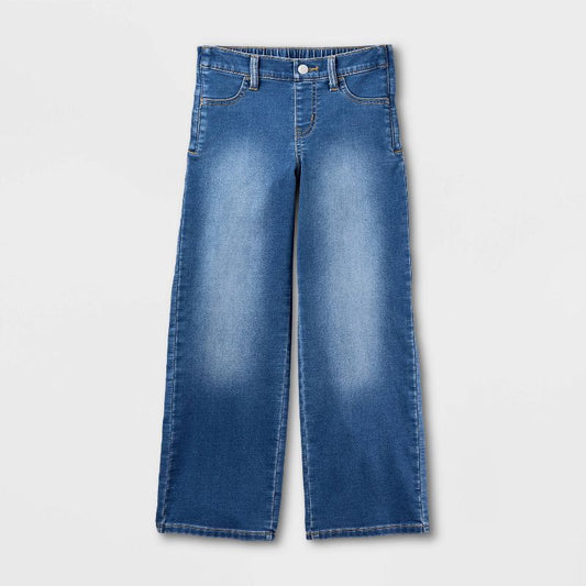 Girls' Adaptive Wide Leg Jeans - Cat & Jack™ Medium Wash
