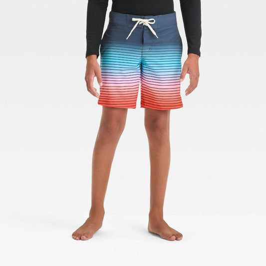 Boys' Ombre Design Striped Swim Shorts - art class™
