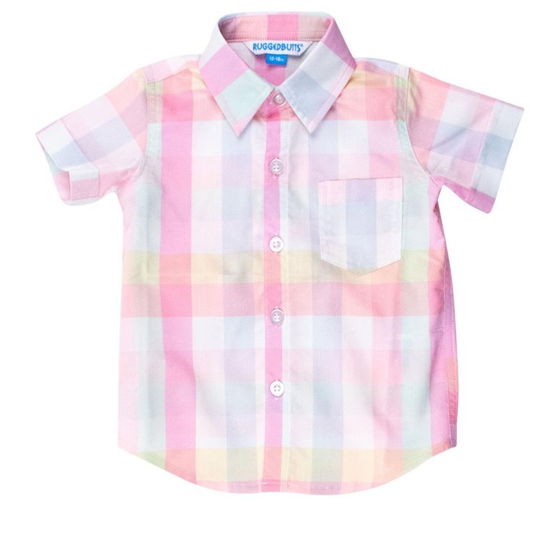 RuffleButts Toddler Short Sleeve Button Down Shirt