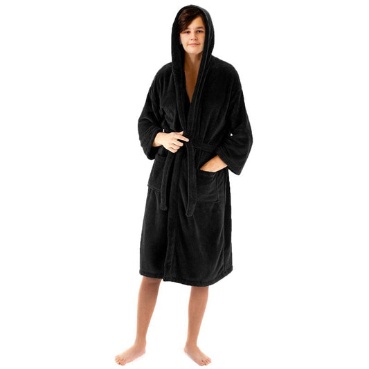 رداء حمام BC BARE COTTON للأولاد بغطاء رأس من الألياف الدقيقة والصوف الناعم