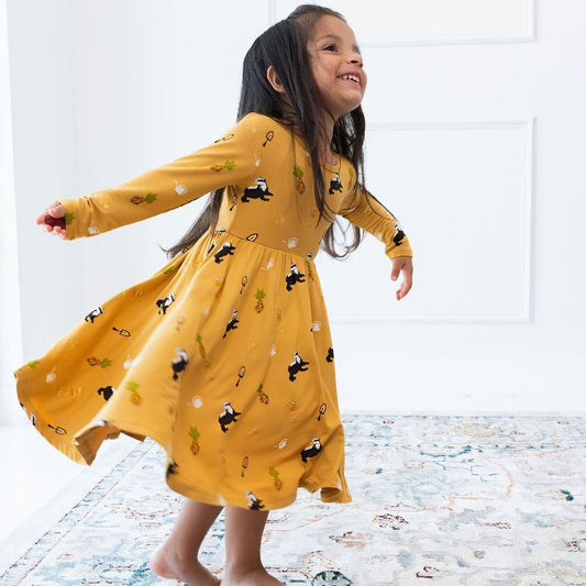 Long Sleeve Twirl Dress in Hufflepuff™