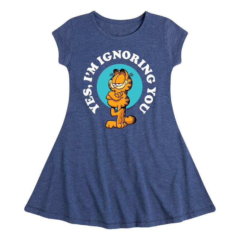 Girls' - Garfield - Ignoring You Fit & Flair Cap Sleeve Dress