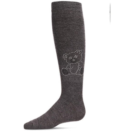 Memoi Girls' Crystal Bear Knee-High Socks