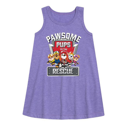 Girls' - Paw Patrol - Pawsome Pups To The Rescue Graphic Sleeveless Aline Dress