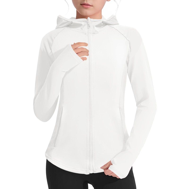 Girls Lightweight Jacket Long Sleeve Zip Up Athletic Hoodie Top Fishing Hiking Sun Protection Outerwear