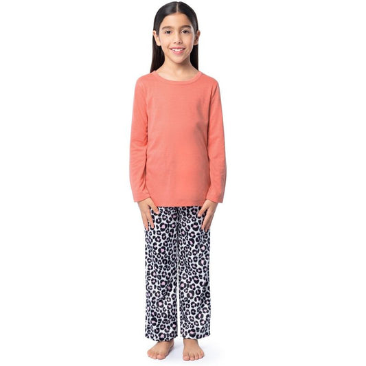 Fruit of the Loom Girls Long Sleeve Fleece Pajama Set, 2-Piece, Sizes 4-16