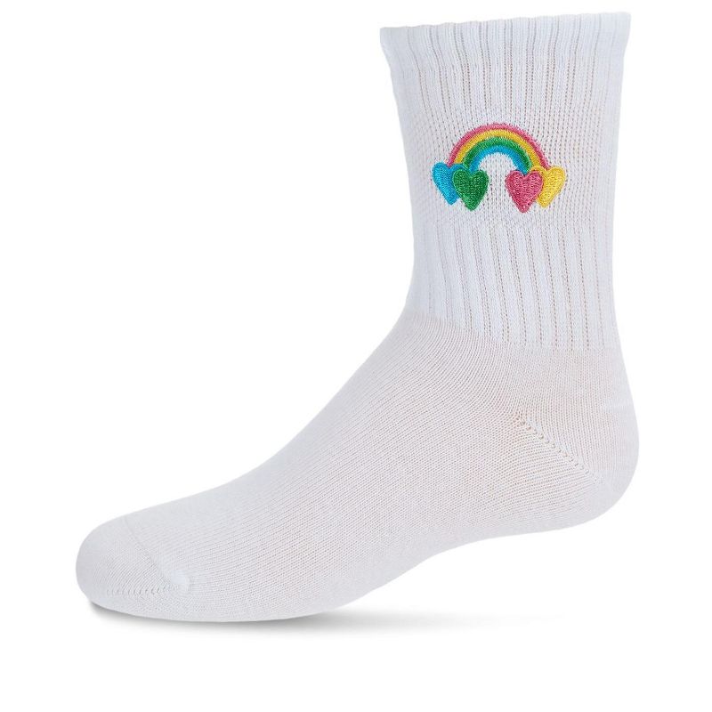 Memoi Rainbow Patch Kids Cotton Blend Crew Sock