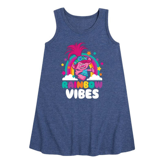 Girls' - Trolls - Rainbow Vibes Poppy Graphic Sleeveless Aline Dress