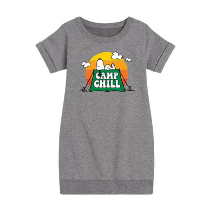 Girls' - Peanuts - Camp Chill Graphic Short Sleeve Fleece Dress