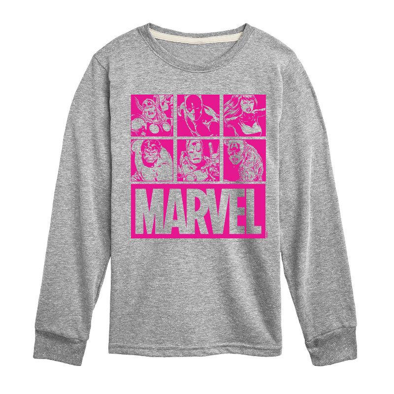 Boys' - Marvel - Pink Character Valentine Characters Long Sleeve Graphic T-Shirt
