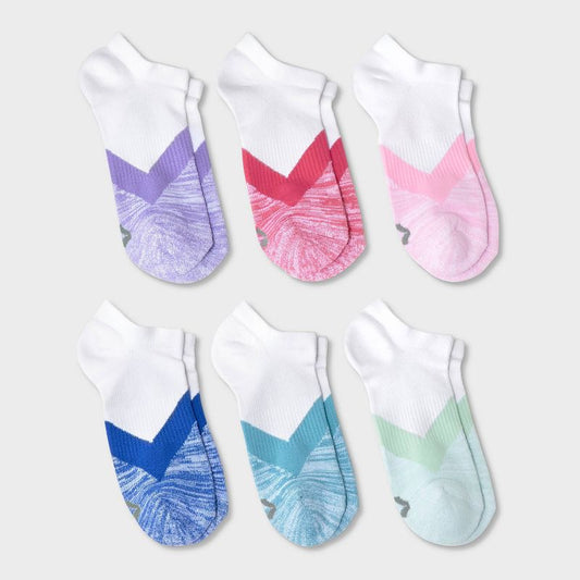 Girls' 6pk No Show Socks - All In Motion™ White