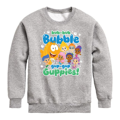 Boys' - Bubble Guppies - Bub Bub Bubble Gup Gup Guppies Graphic Long Sleeve Fleece Sweatshirt
