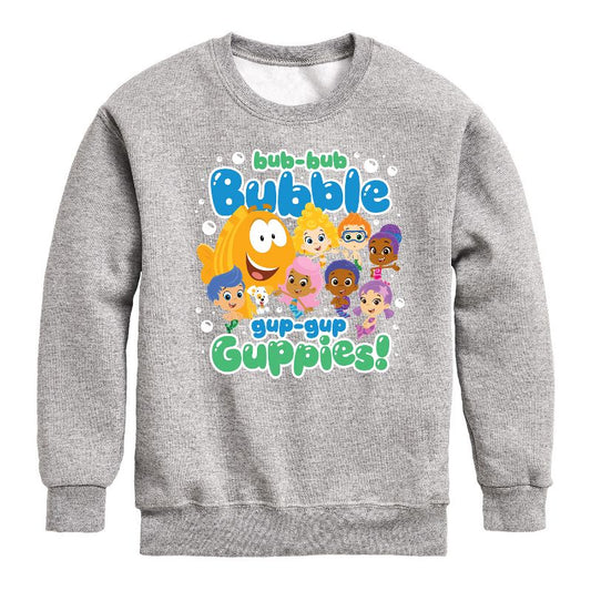 Boys' - Bubble Guppies - Bub Bub Bubble Gup Gup Guppies Graphic Long Sleeve Fleece Sweatshirt