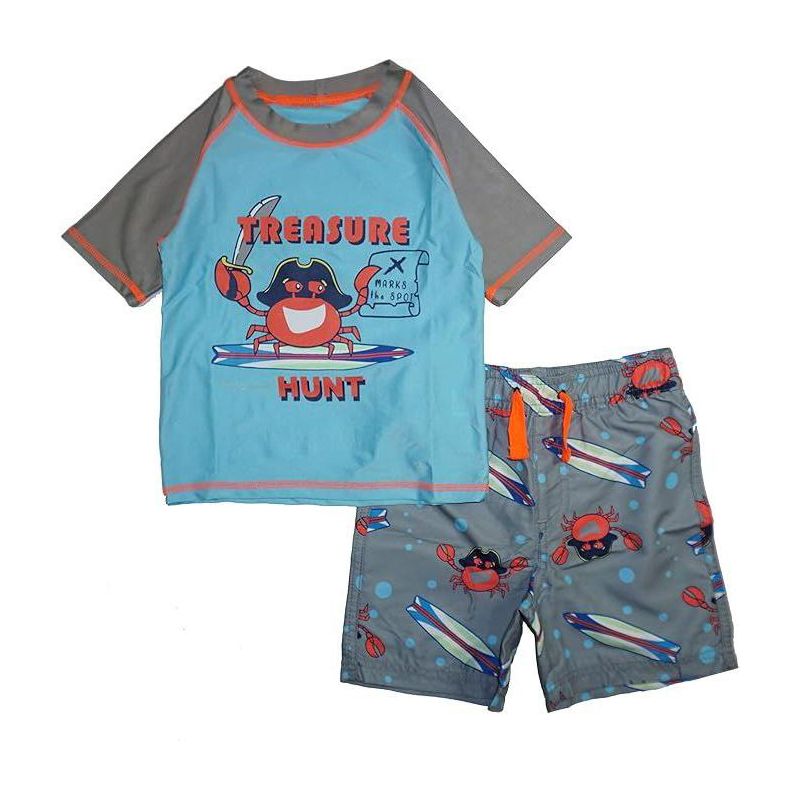 Quicksand Infant/Toddler and Little Boy's Rash Guard And Trunks Swimsuit Sets