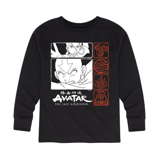 Boys' - Avatar: The Last Airbender - Katara and Aang Grid Long Sleeve Graphic T-Shirt