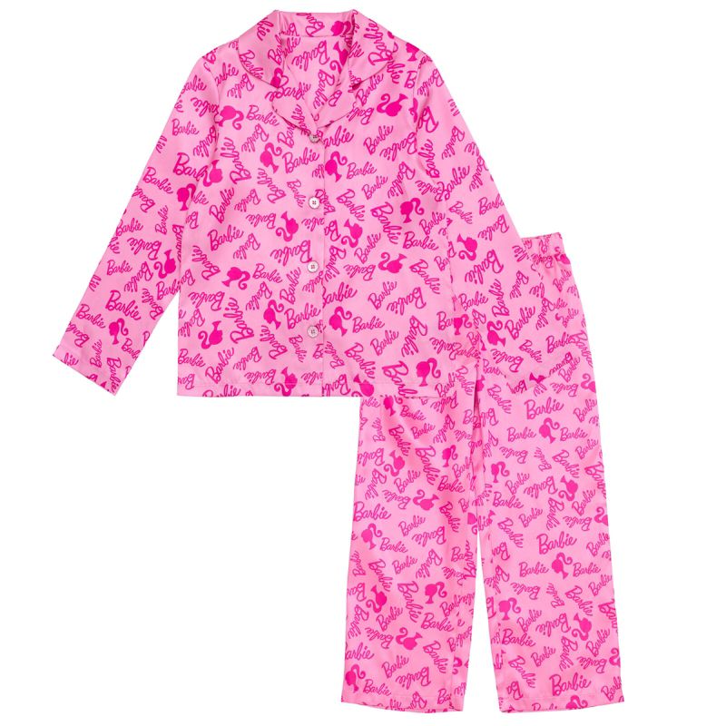 Barbie Girls Lounge Pajama Shirt and Pants Sleep Set Little Kid to Big Kid