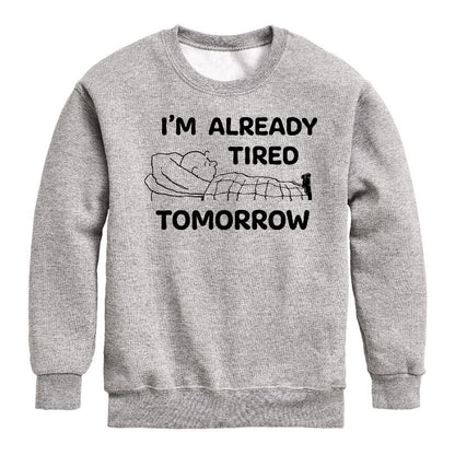 Boys' - Peanuts - Tired Tomorrow Graphic Long Sleeve Fleece Sweatshirt