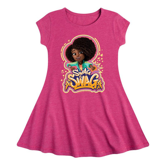 فستان Swag Is Swag Fit &amp; Flair بأكمام قصيرة للفتيات - عالم كارما