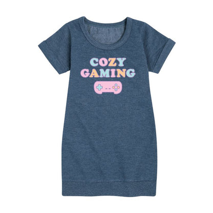 Girls' - Instant Message - Cozy Gaming Graphic Short Sleeve Fleece Dress