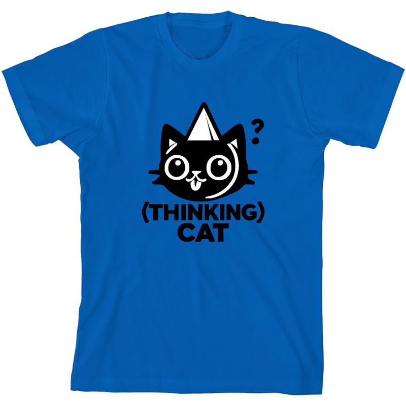 تي شيرت Thinking Cat للشباب برقبة دائرية وأكمام قصيرة