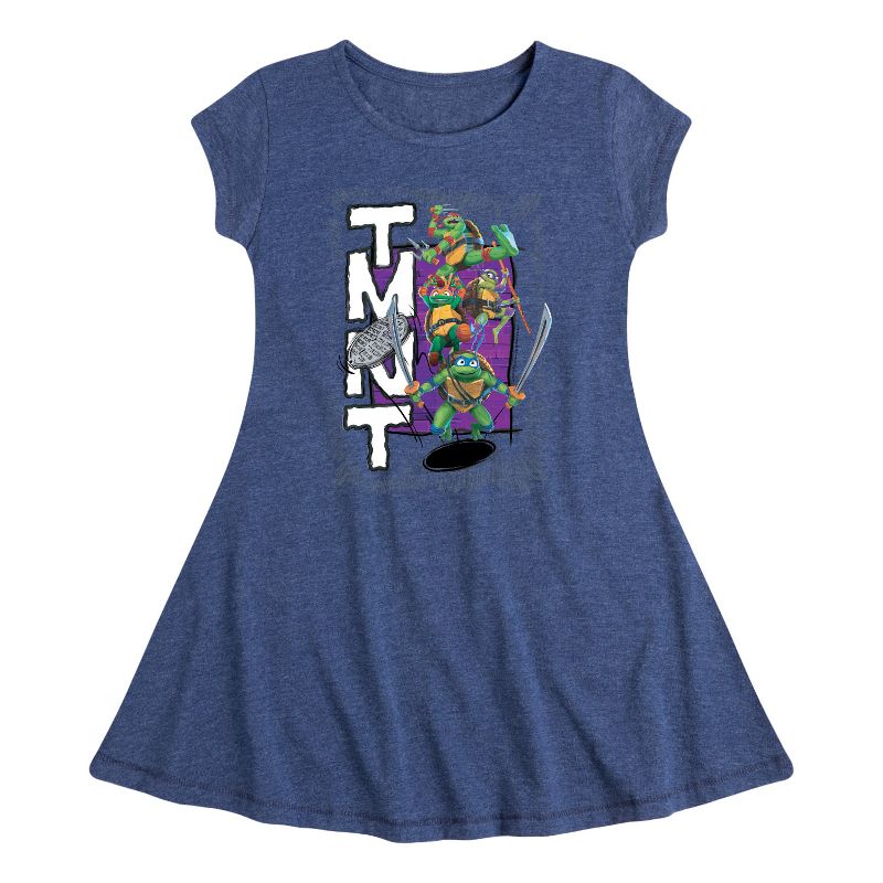 Girls' - Teenage Mutant Ninja Turtles - Donatello, Raphael, Leonardo, & Michelangelo Fit & Flair Cap Sleeve Dress