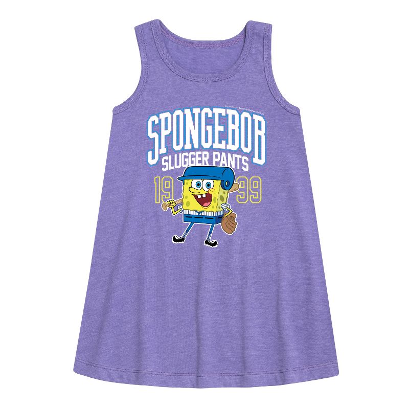 Girls' - SpongeBob SquarePants - SpongeBob Slugger Pants Graphic Sleeveless Aline Dress