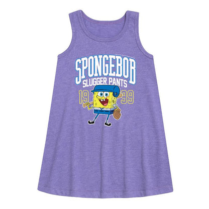 Girls' - SpongeBob SquarePants - SpongeBob Slugger Pants Graphic Sleeveless Aline Dress