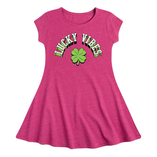 Girls' - Instant Message - St. Patrick's Day Lucky Vibes Fit & Flair Cap Sleeve Dress