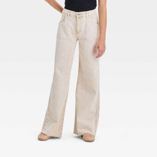 Girls' Mid-Rise Wide Leg Carpenter Jeans - art class™ Tan