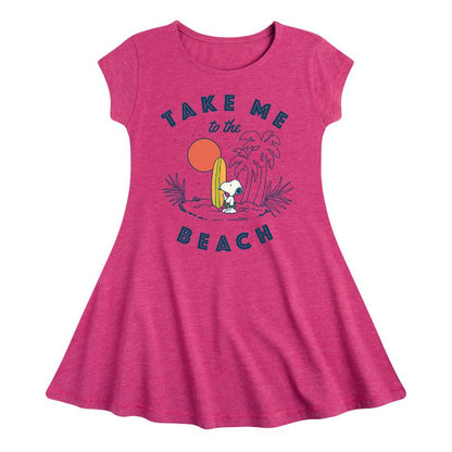 Girls' - Peanuts - Take Me To The Beach Fit & Flair Cap Sleeve Dress