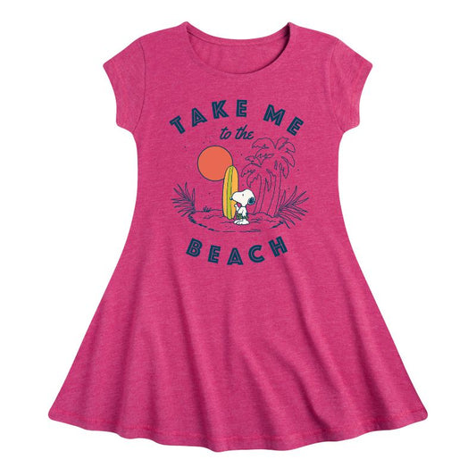 Girls' - Peanuts - Take Me To The Beach Fit & Flair Cap Sleeve Dress