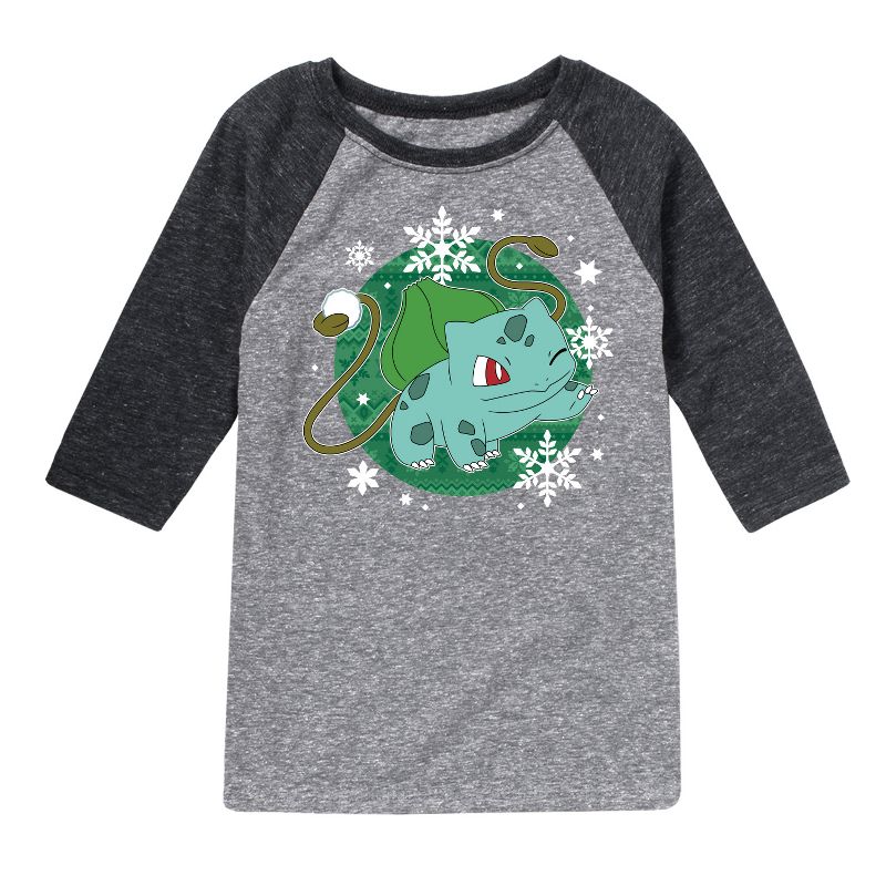 Boys' - Pokémon - Bulba Pattern Raglan Graphic T-Shirt