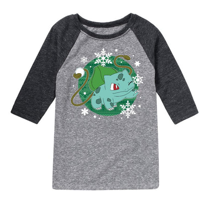 Boys' - Pokémon - Bulba Pattern Raglan Graphic T-Shirt