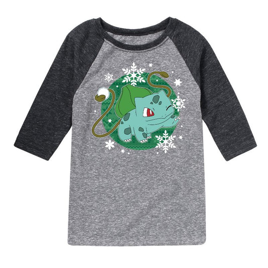 Boys' - Pokémon - Bulba Pattern Raglan Graphic T-Shirt