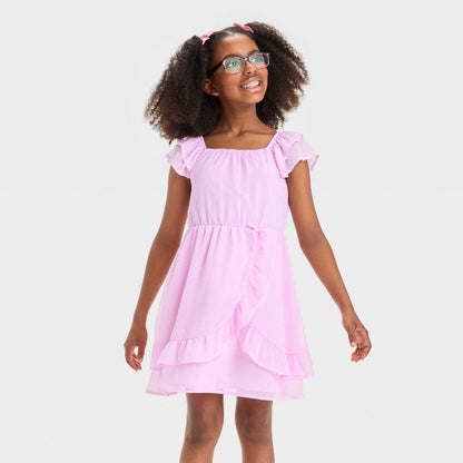 Girls' Short Sleeve Chiffon Dress - Cat & Jack™ Light Purple