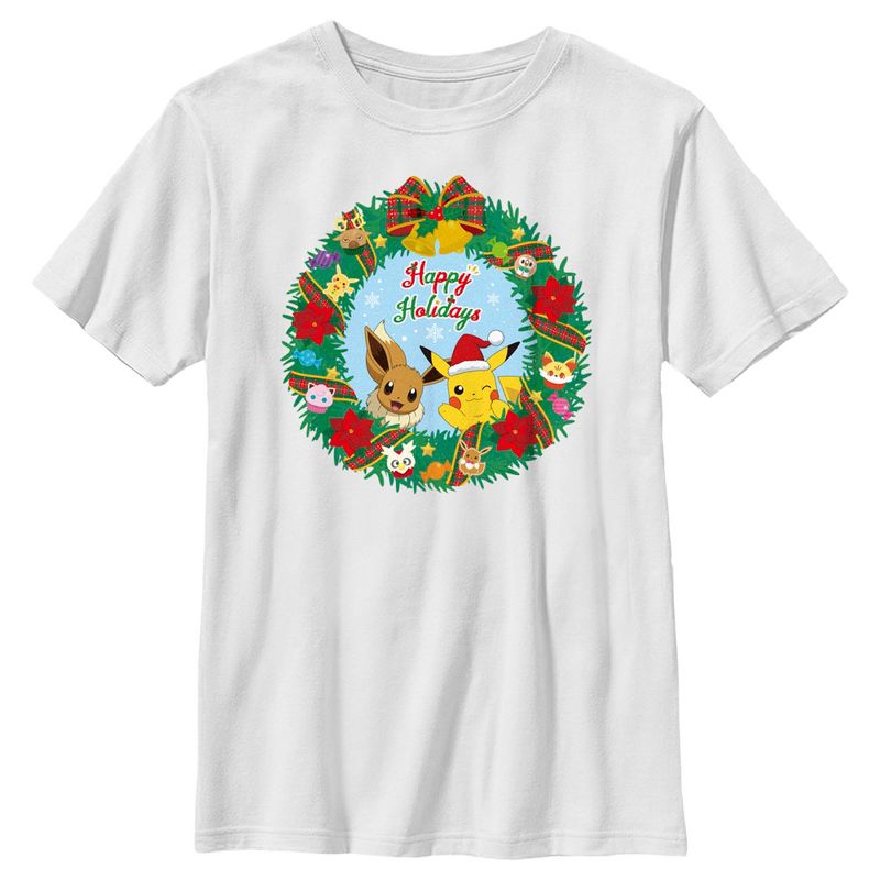 تي شيرت عطلات سعيدة للأولاد من بوكيمون بيكاتشو وإيفي