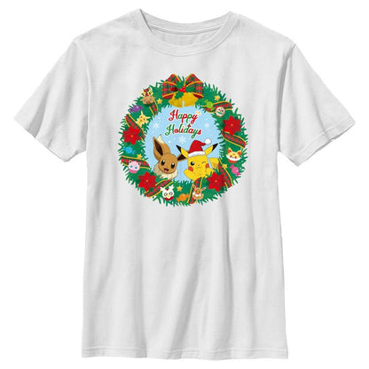 تي شيرت عطلات سعيدة للأولاد من بوكيمون بيكاتشو وإيفي