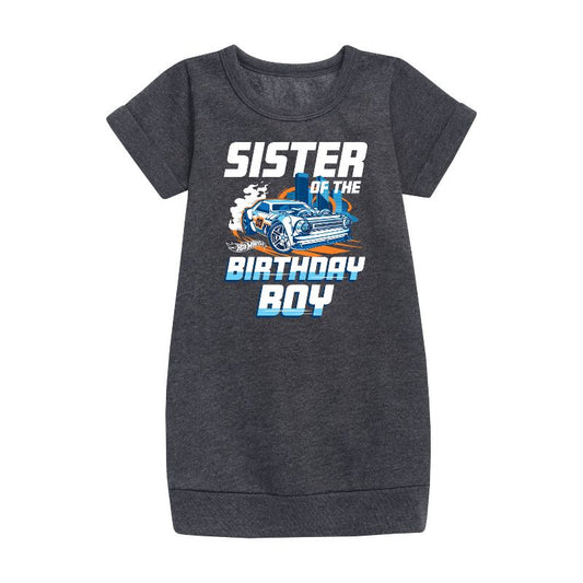 Girls' - Hot Wheels - Sister Of Birthday Boy Graphic Short Sleeve Fleece Dress