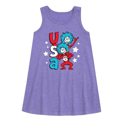 Girls' - Dr. Seuss - USA Things Graphic Sleeveless Aline Dress
