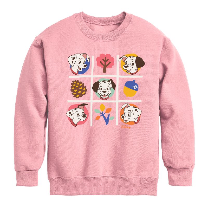 Boys' - 101 Dalmatians - Tic Tac Toe Grid of Puppies Graphic Long Sleeve Fleece Sweatshirt